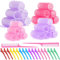 MOYKSRR Rulos de Pelo, 44pcs Kit Rizador sin Calor con 24 Bigudies Pelo Autoadhesivas y 18 Pinzas Pelo Peluqueria y 2 Pieza de Peine, Rulos para el Pelo Auto Agarre para Cabello Largo Medio Corto