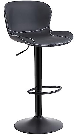 Youhauchair Barhocker, Barhocker Höhenverstellbar aus PU-Leder, wasserdicht und verschleißfest, Hocker mit Rückenlehne und Fußstütze, Drehbarer bar Stool, modern, schwarz