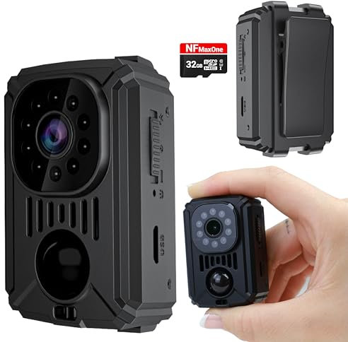 NF MAXONE Mini caméra Espion cachée HD sans Wi-FI – Caméra de Surveillance pour Voiture avec Vision Nocturne et détection de Mouvement, Fonctionne sans Internet, autonomie de 11 Heures.