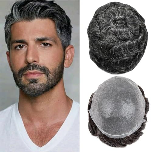 Herren Toupet Haar System für Männer 0,02-0,03mm Ultra-Dünne Haut 100% echtes Echthaar Toupet für Männer Licht mittlere Dichte Haarteil Basisgröße 8x10 Zoll （1B30#）