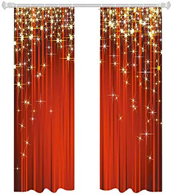 Raypontia 2 Stück Weihnachtsvorhänge - 85 x 200 cm Rot, Mit Schlaufen, Fenster Weihnachten Vorhänge für Wohnzimmer