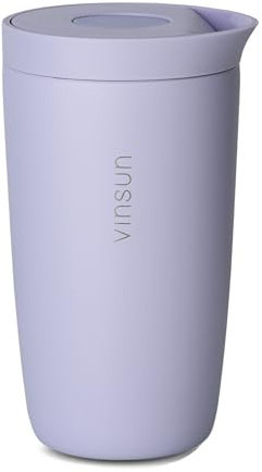 VINSUN Taza Térmica Café para Llevar 350ml - Sin Fugas, Doble Pared, Acero Inoxidable, Bebidas Calientes y Frías - Termo Café con Cierre Quick Press para Coche, Viaje