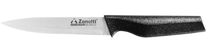 Zanetti, Coltello Multiuso Modello Pro, Coltello Acciaio Inox Finitura Mat, Lama 12 cm, Spessore 1.2 mm, Coltello Cucina Professionale, Manico Ergonomico in Polipropilene