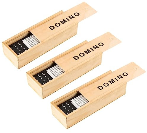 CIYODO 3sets Travel Dominoes Set Wooden Dominoes Boys and Girls Educational Toy Interactive Board Game Storage Case