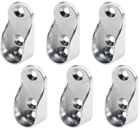 6 Pezzi Supporto Tubo Armadio, 19.2 * 45mm Prese Asta Armadio, Accessori Armadio Interno, Asta Armadio Supporto, Per L'Estremità Dell'Asta Binario Per Tende e Armadi