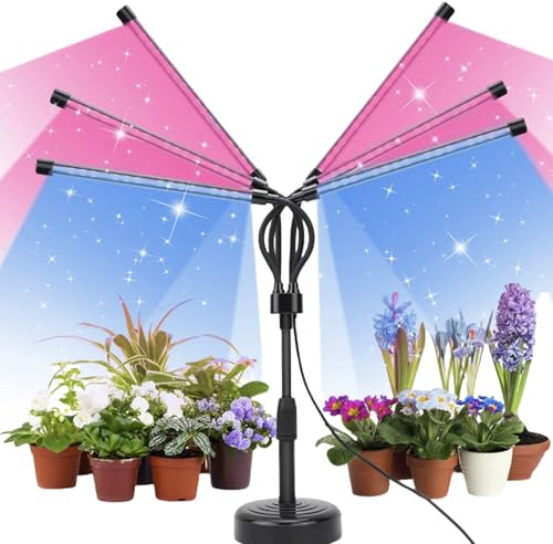 Lampe de Plante 120 LEDs, Lampe de Croissance Horticole à Spectre Complet avec Trépied Réglable et 6 Têtes, 10 Niveaux Dimmables, 3 Modes de Couleur, pour Plantes d’Intérieur et Semis