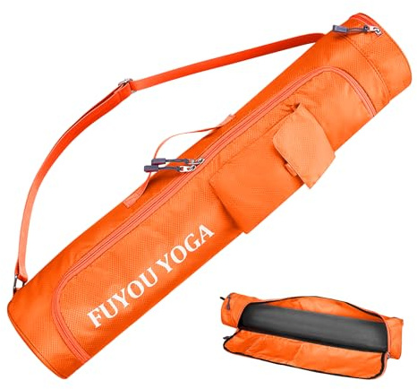 Yogamattväska för kvinnor, multifunktionell yogaväska, tygväska och pilatesväska, yogamatta, bärare, gymväska med justerbar rem, lätt hållbar yogamatta väskor för yoga, pilates, gymträning (orange, L)