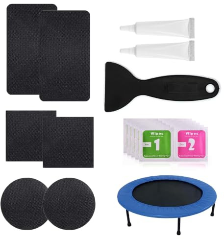 BEZHGOC 6PCS Trampoline Patch Repair Kit, 3 Shapes Patches Trampoline Mat Repair Patch Waterproof Accessories for Repairing Tears, Punctures, or Holes in Mats