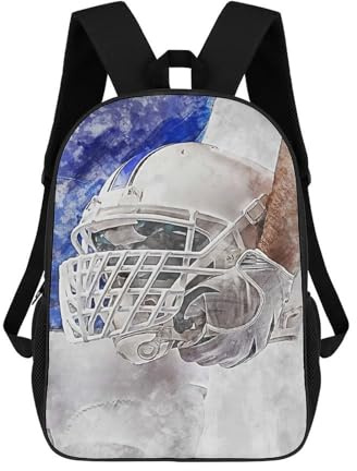 sinyumoney American Football Helmet School Backpack Water Resistant School Bag Business Backpack for Girls Boys Teenage 17inch