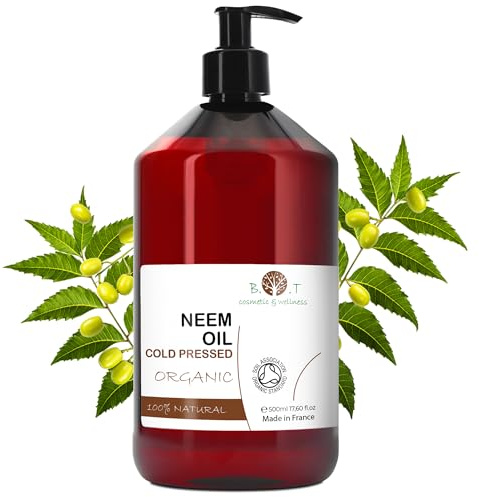 Authentic Organic Virgin Neem Oil Cold Pressed 100% Pure (17.59 Fl oz) Natural Undiluted Carrier Oil Skin Care Plant Care Insect Repellent Garden Spray 1:20 Dilution (5ml / liter)