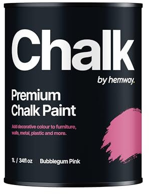 Hemway - Premium Chalk Paint - Bubblegum Pink 1 L | Chalky Matt Shabby Chic Finish for Interior Furniture & Walls | Quick Dry & 1 Coat