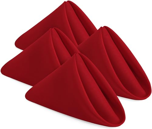 KICHLY Servilletas de Tela - Paquete de 24, Suaves y cómodas servilletas de Tela Reutilizables - Ideales para Eventos y Uso Regular en casa, de poliéster (Rojo, 43 x 43 cm)