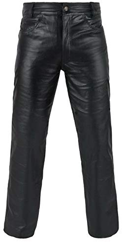 FNine motorcykelbyxor i äkta läder, helnarvläder, motorcykelstil.