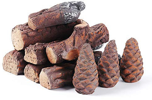 Lot de 10 bûches en céramique pour cheminée à gaz, petites bûches de bois artificielles, décoration pour propane, gaz, inserts de gaz, gel, éthanol, électrique, intérieur, extérieur, foyers