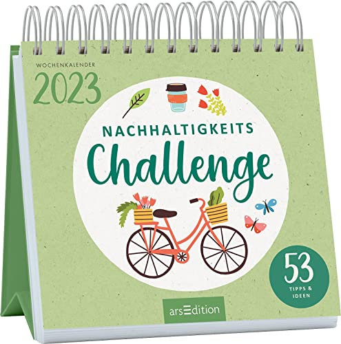 Kalender Nachhaltigkeits-Challenge 2023: 53 Tipps und Ideen | Dekorativer Wochenkalender mit 53 Blättern