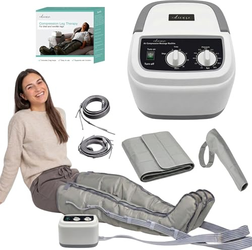 Edicare, Pressoterapia per Casa, Linfodrenaggio, Professionale, Apparecchio Massaggiatore, Gambe e Piedi, Anticellulite, 6 Camere d’aria (Dispositivo, gambali, addome e 1 braccio)