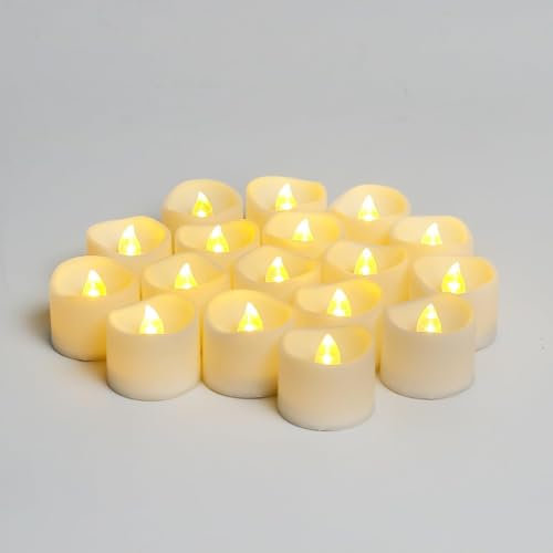 Zuvo LED Tea Lights Candles (24 Pack) – Warm White Flickering Flameless Battery Tealights with Wave Edge – Safe, Long-Lasting & Realistic Glow