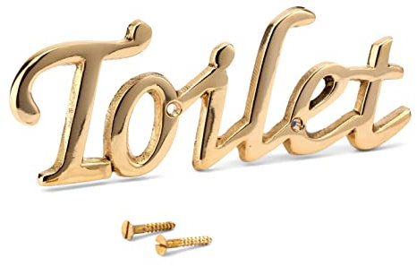 NKlaus Türschild Toilet aus Messing gold Toilettenschild 15x5cm WC Dekoration Schilder 11759