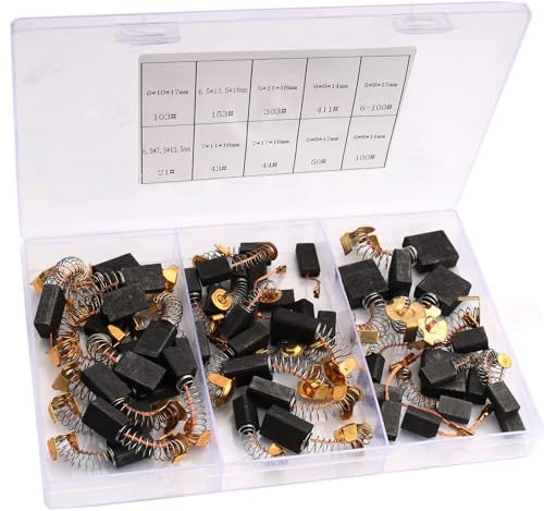 RUNCCI-YUN 50PCS 10 tailles Balai Charbon Moteur Electrique Balais en Charbon Universel Charbon pour Perceuse Charbon pour Machine Electrique Brosses de Carbone pour Ponceuses, Scies Circulaires