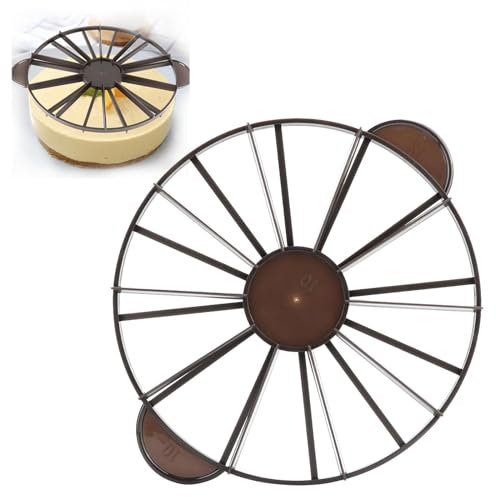 Marcador de porciones de pastel redondo, divisor de pasteles, cortador de tarta de queso con mango para repostería, marcador de porciones de pastel de doble cara, 10 o 12 porciones, apto para