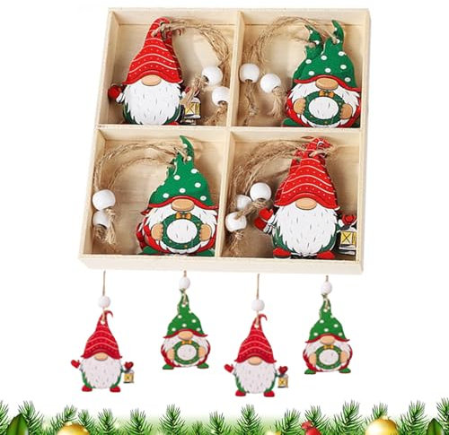 SLshiBo Weihnachtsanhänger Holz Bunt 12 Stück Weihnachtsbaumschmuck zum Aufhängen Holz Weihnachten Anhänger mit Juteschnur, Weihnachtsanhänger für Geschenke, Weihnachtsdeko