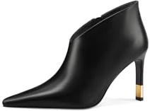 QUEEN HELENA Tronchetti a Punta Stivaletti con Tacco a Spillo Donna K3501 (Nero Pu, Sistema Taglie Calzature EU, Adulto, Donna, Numero, Media, 39)