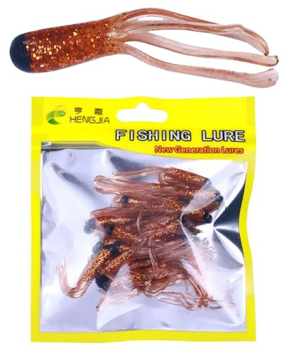 LYEAA 20 pièces leurre Tube Souple appât Souple Artificiel 4.8 cm leurre de calmar Jupe de pêche leurre Tube de marigane appâts pour Eau Douce Eau salée