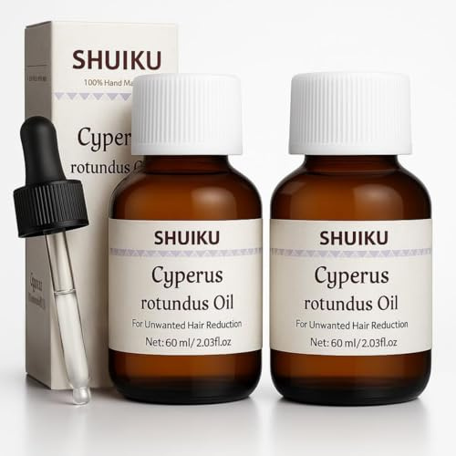 Cyperus Rotundus Oil for Hair Removal 2 PACKS – 100% Pure Natural Cyprus Oil – Organic Herbal Cypress Root Extract for Smooth Skin, Reducing Body Hair Growth, Ingrown Hair & Nourishment – 60ml