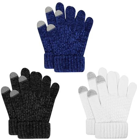 TAGVO Gants d'hiver Polaire Gants à écran Tactile pour Enfants, Full Fingers Gants pour Garçon Fille, Gants Chauds Coupe-Vent adaptés aux Enfants de 3 à 8 Ans Sports de Plein air
