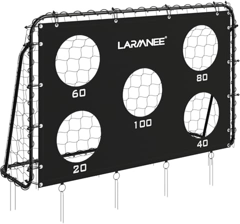 LARMNEE Portería de Fútbol 180 cm, Portería de Fútbol para Niños y Adultos, Resistente a la Intemperie, para Entrenamiento y Ocio, Pared Desmontable con 5 Agujeros de Tiro, Negro EBB180FG02N1