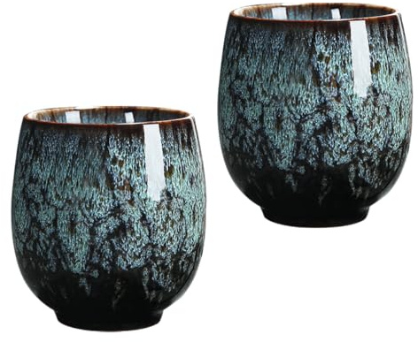 JHKNNK Tazas de Té de Cerámica Kung Fu 150 Ml 2 Unidades sin Asa Color Azul para Té en Casa y Oficina, Pequeñas y Delicadas, Ideales para Reuniones y Uso Diario
