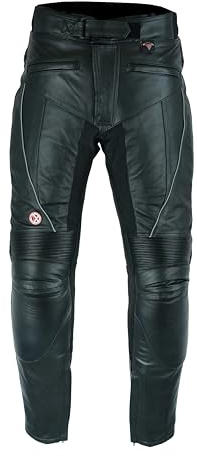 Texpeed Pantalones de moto cuero - Hombre Impermeable Motocicleta de turismo para de con auténtica protección de armadura de motociclista CE (EN 1621-1) Negro - (M Cintura/Pierna Largo)