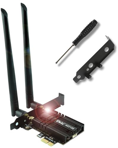Ubit WiFi 6E AX210 PCIE WiFi Card Extends to 6GHz (6GHz/5GHz/2.4GHz),Up to 5400Mbps,BT5.2,OFDMA,MU-MIMO,Ultra-Low Latency,(Support Win 10 64bit Only)