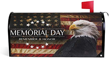 ALAZA American Flag Memorial Day 4th of July Magnetic Mailbox Cover MailWraps Garden Yard Home Decor for Outside Standard Size-18x 20.8