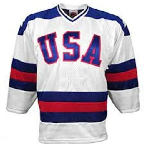 USA America Hockey Jersey Custom Name All Sewn Miracle White