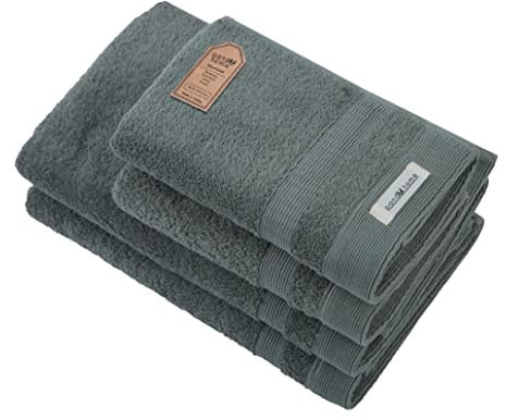 PandaHome Handtuch Set aus Baumwolle - 2 Badetucher, 2 Handtücher - 100% Baumwolle Towel, Schnelltrocknend Weich Saugstark 500 g/m² (Ovilgrün)