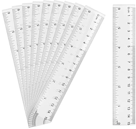 10 stycken 15 cm plastlinjal, transparent linjal med metrisk och tum skala linjal precisionsmätverktyg för skola, kontor, hem