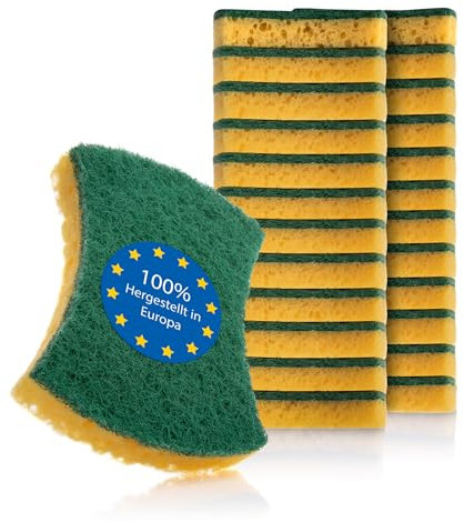 BigDean 24 Stück Mehrzweck Polyether Schwamm – beidseitiger Spülschwamm ideal für den Haushalt – zweiseitiger Topfschwamm (Feste + weiche Seite) – Schwämme Made in Europa