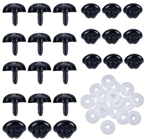 GORGECRAFT 30 Pieza de Narices de Muñeca de Plástico Color Negro, para Coser Nariz de Perro con Arandelas Suministros de Peluche de Ganchillo para Oso Cachorro Marioneta Animales de Peluche, 27mm