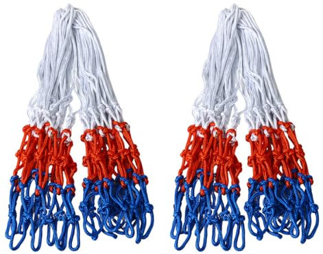 LQIOACU basketball netz wetterfest basketballnetz ersatz basketball netz,2 Stück,für Standard 12 Schlaufen, Basketballkorbnetz für drinnen und draußen