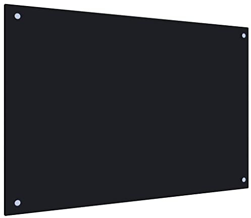 AUVYI Küchenrückwand aus Hartglas 90x60 cm Schwarz Spritzschutz Glas Herd Spritzschutz Küche Glas Hinter Herd Küchen Wandschutz Glasplatte Küche