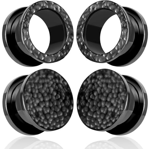 DOEARKO Dilatatore Orecchio 2 Paia Flesh Tunnel in Acciaio Inossidabile Double Flared Tunnel Ear GaugesTunnel Expanders Stretchers Piercing Gioiello per Uomini e Donne,8mm a 16 mm (Nero, 12mm)