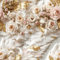 ReWallpaper Wallpaper 3D Effect Living Room Peel and Stick Wallpaper White and Gold Sticky Back Plastic Patterned Floral for Walls 44.5CM×7M Removable Pink Bathroom Wallpaper Waterproof