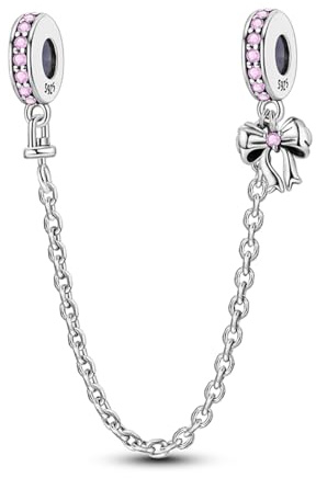 LNQOBU 925 Sterling Silber Armband Sicherheitsketten-Charm,Herz Silikon Stopper Verschluss Clip Bead Charm Kompatibilität Pandora Armbänder