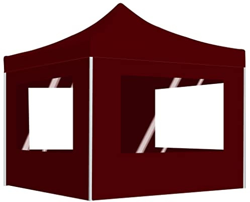 Tonnelle de Jardin Pliable, Tente de Réception Pavillon Barnum de Jardin avec parois Aluminium 3x3 m Bordeaux