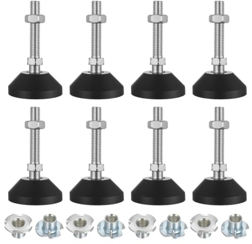 McBlast 8 stycken nivelleringsfötter M10 x 60 x 50 mm | Justerbara fötter för bord, stolben, maskiner, soffa. Inkluderar muttrar, lätt att installera.
