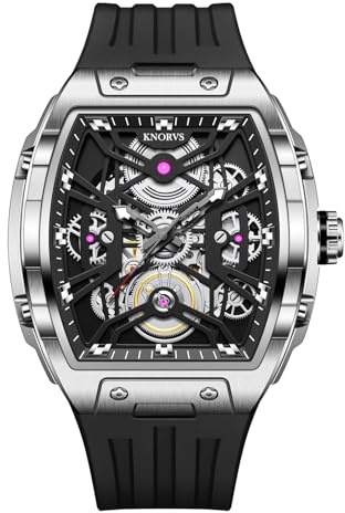 singmay Herr Tourbillon automatisk mekanisk klocka – rostfritt stål silverfodral, skeletturtavla, silikonrem, 30 m vattentålig, Roséguld, Klassisk