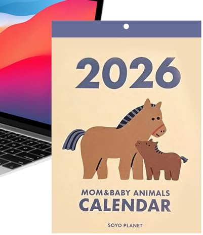 Calendario da Parete 2026 | Cuccioli di Pony Strappabile con Cordino Decorativo,Calendario Annuale da Parete,Per Salute Studio Compiti Pulizie Esercizio Vacanza Feste Compleanni Viaggio