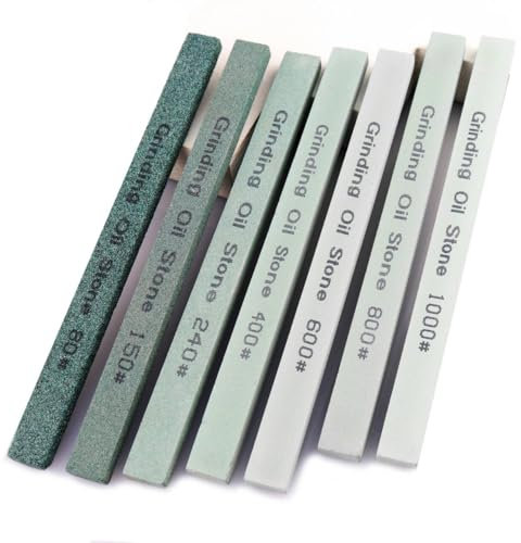 CHEERBRIGHT 7pcs ensemble de pierres à aiguiser/kit de pierres à aiguiser à huile - 80# 150# 240# 400# 600# 800# 1000# (5.9x0.47x0.24 pouces)