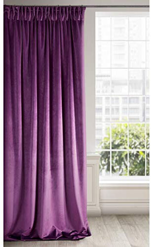 Eurofirany RIA Tenda oscurante in velluto con nastro arricciato, 1 pezzo, tinta unita, tenda termica oscurante, per soggiorno, camera da letto, lounge, 290 g/m2, velluto, colore viola scuro, 140 x 270